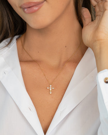 Pear Cut Cross Necklace