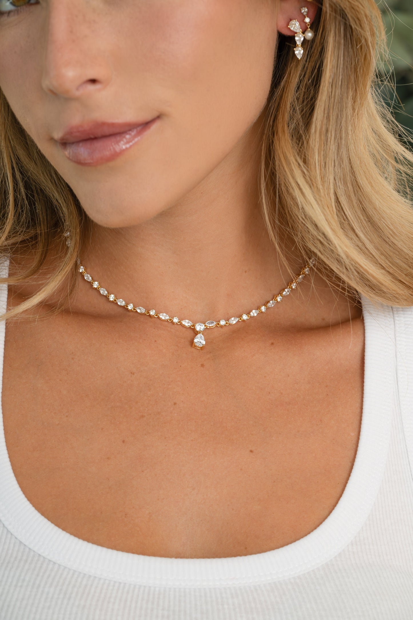 Pear Tennis Necklace
