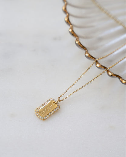 Custom Pavé Tag Necklace