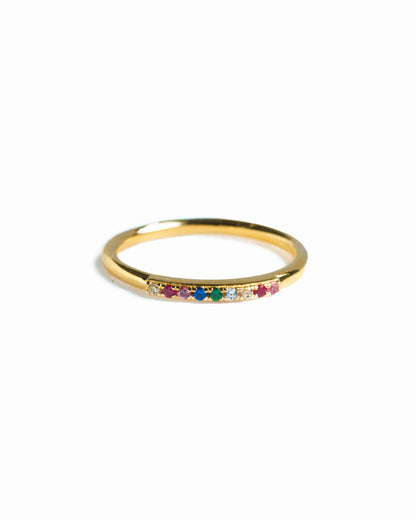 Half Pave Rainbow Ring