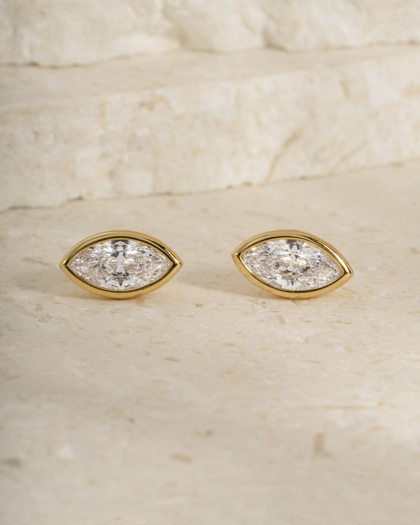 Marquise Bezel Stud Earrings