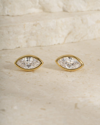 Marquise Bezel Stud Earrings