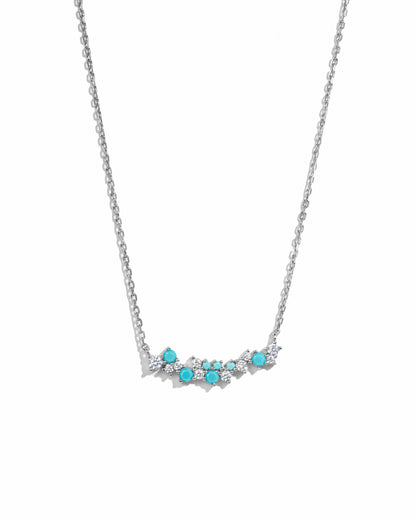 Turquoise & Diamond Cluster Necklace