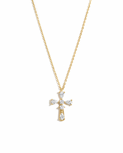Pear Cut Cross Necklace
