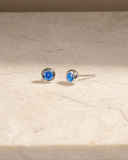Aquamarine Bezel Dome Studs