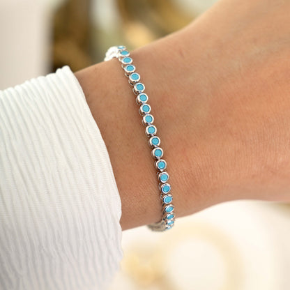 Turquoise Bezel Tennis Bracelet