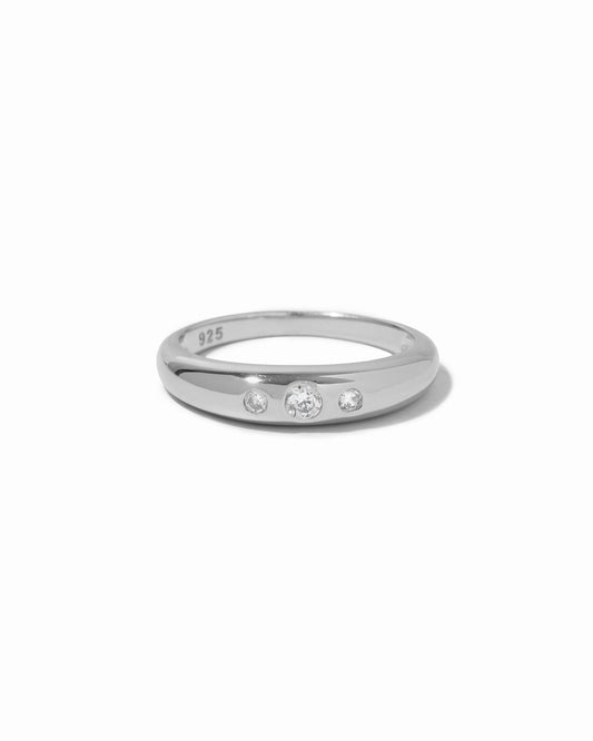 3 Stone Dome Ring