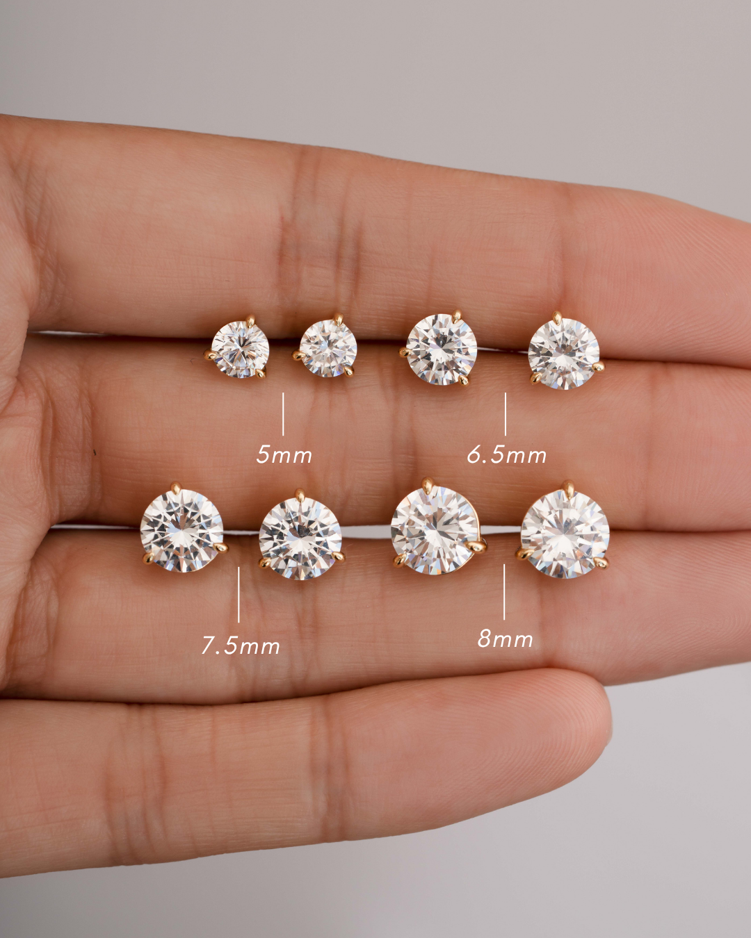 6.5mm Round Solitaire Stud Earrings