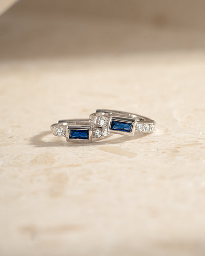 Sapphire Baguette Huggie Earrings