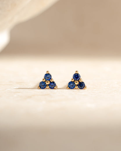 Tiny Sapphire 3 Stone Studs
