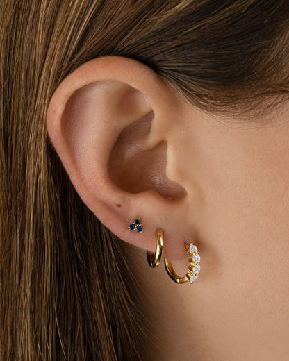 Tiny Sapphire 3 Stone Studs