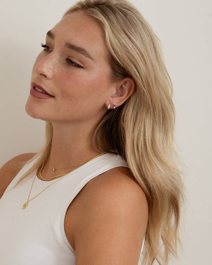Sapphire Three Stone Huggie Hoops