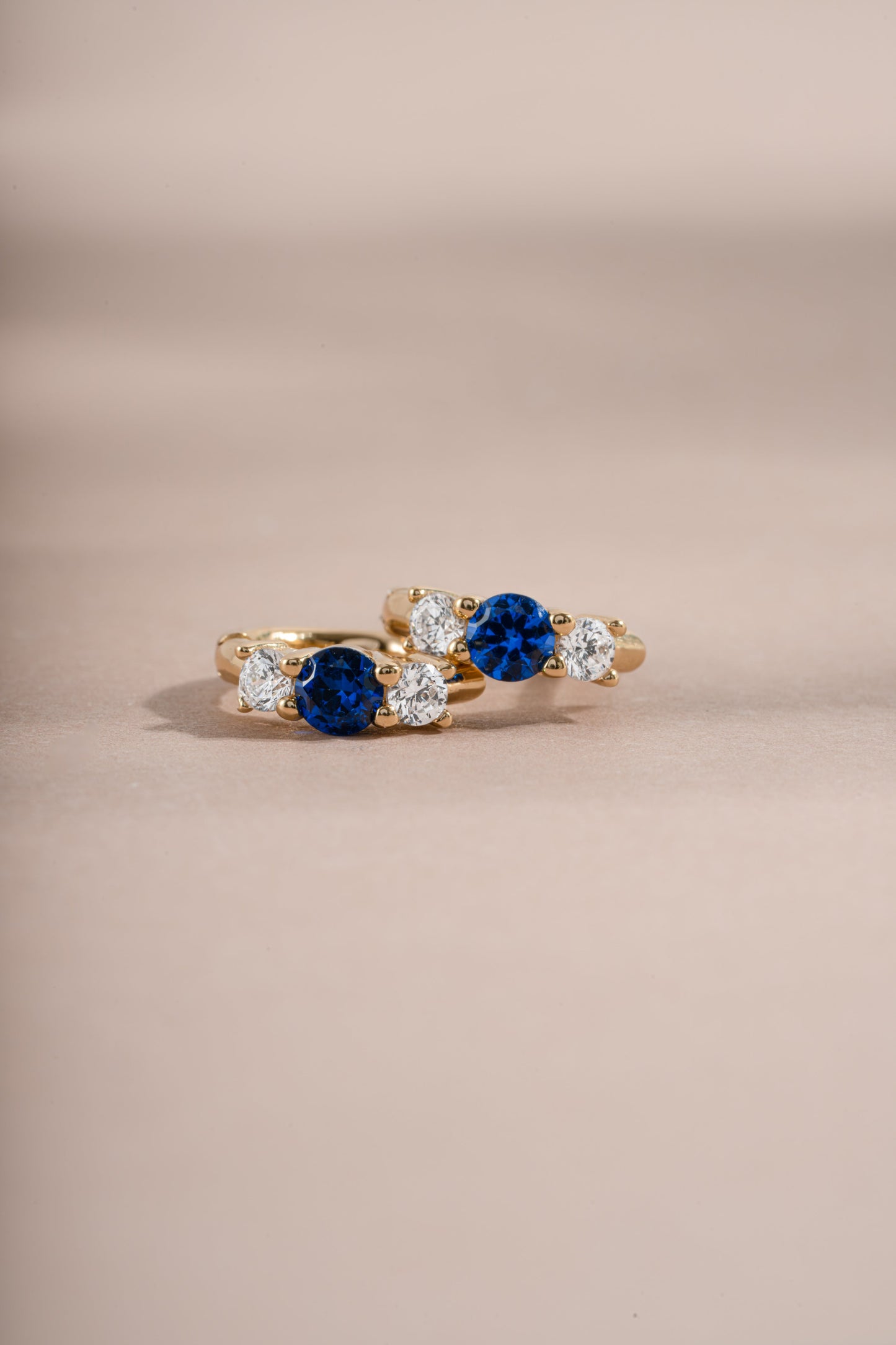 Sapphire Three Stone Huggie Hoops