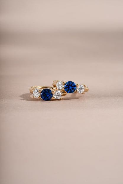 Sapphire Three Stone Huggie Hoops