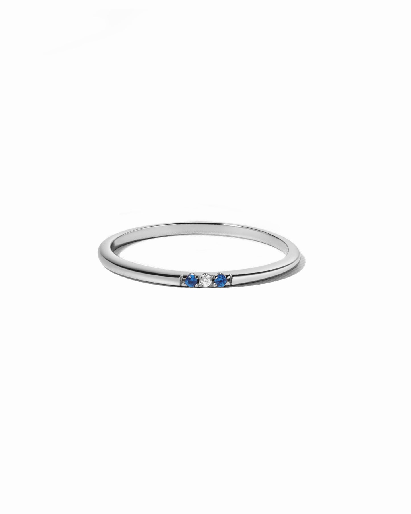 Sapphire 3 Stone Diamond Ring