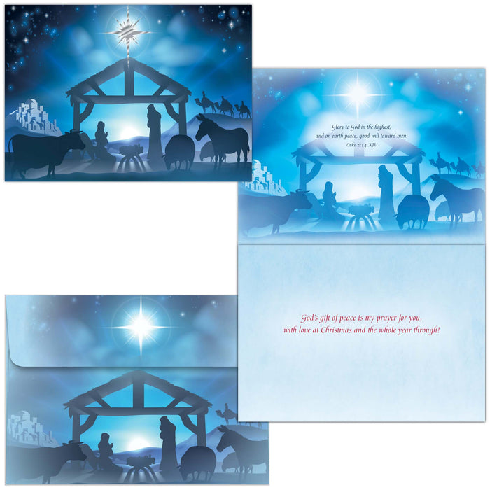 Shared Blessings | Blue Sky Nativity Boxed Christian Christmas Cards, 18 Count