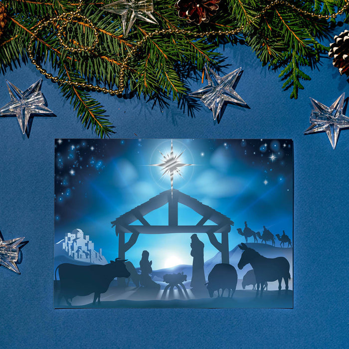 Shared Blessings | Blue Sky Nativity Boxed Christian Christmas Cards, 18 Count