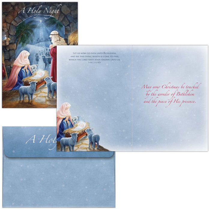 Shared Blessings | Born is the King Boxed Christian Christmas Cards, 18 Count