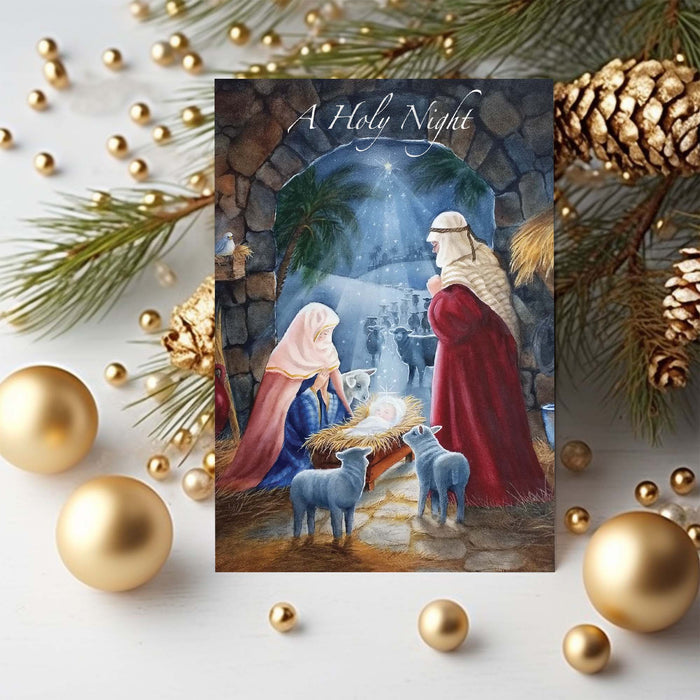Shared Blessings | Born is the King Boxed Christian Christmas Cards, 18 Count