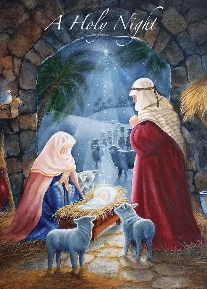 Shared Blessings | Born is the King Boxed Christian Christmas Cards, 18 Count