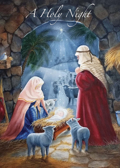 Shared Blessings | Born is the King Boxed Christian Christmas Cards, 18 Count