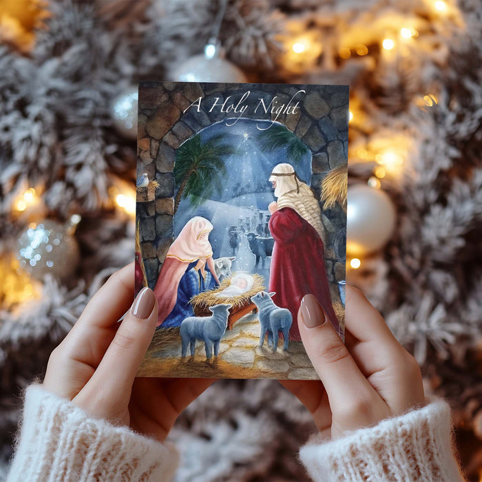 Shared Blessings | Born is the King Boxed Christian Christmas Cards, 18 Count