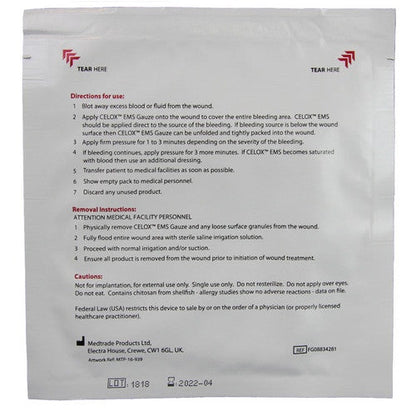 Celox 8" x 8", packaged (back)