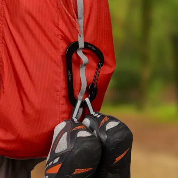 SlideLock® Carabiner Stainless Steel #4, in use on backpack