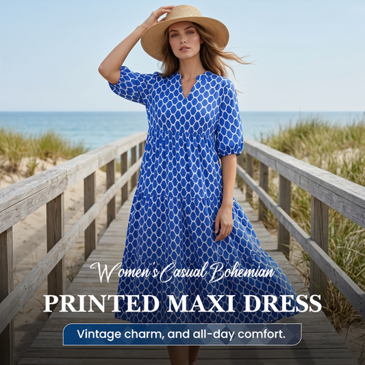 üì¢üì¢30% OFF !! ‚è∞Women's Casual Bohemian Printed Maxi Dress