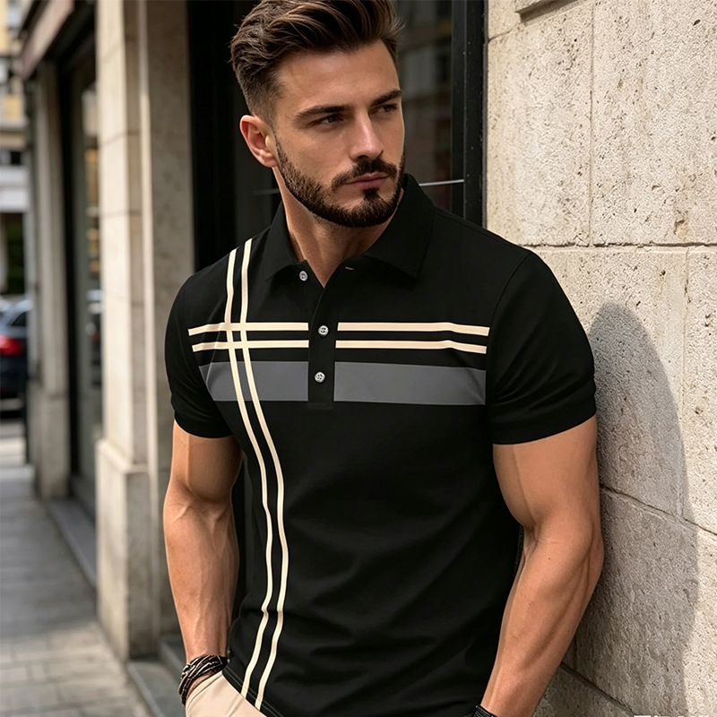 üéÅNew Arrivalüí•Men's Striped Short Sleeve Collared Topüåø