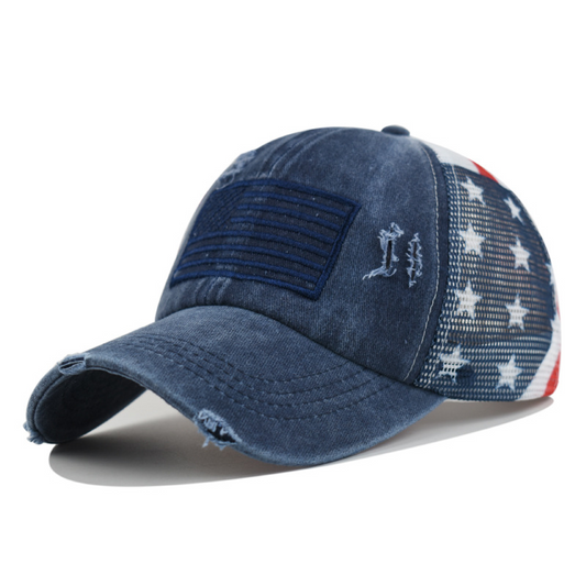 ‚è∞Distressed American Flag Mesh Baseball Cap