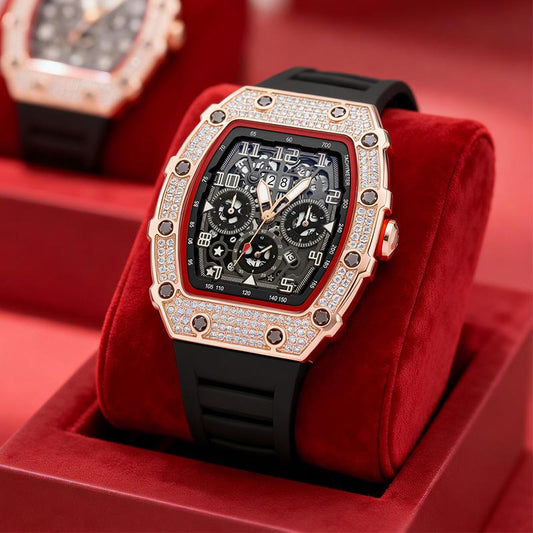üì¢üì¢40% OFF !! ‚è∞ Luxury Men's Tonneau-Shaped Watch with Rhinestone Embellishment