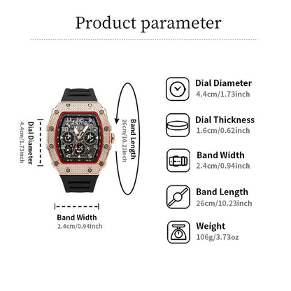 üì¢üì¢40% OFF !! ‚è∞ Luxury Men's Tonneau-Shaped Watch with Rhinestone Embellishment