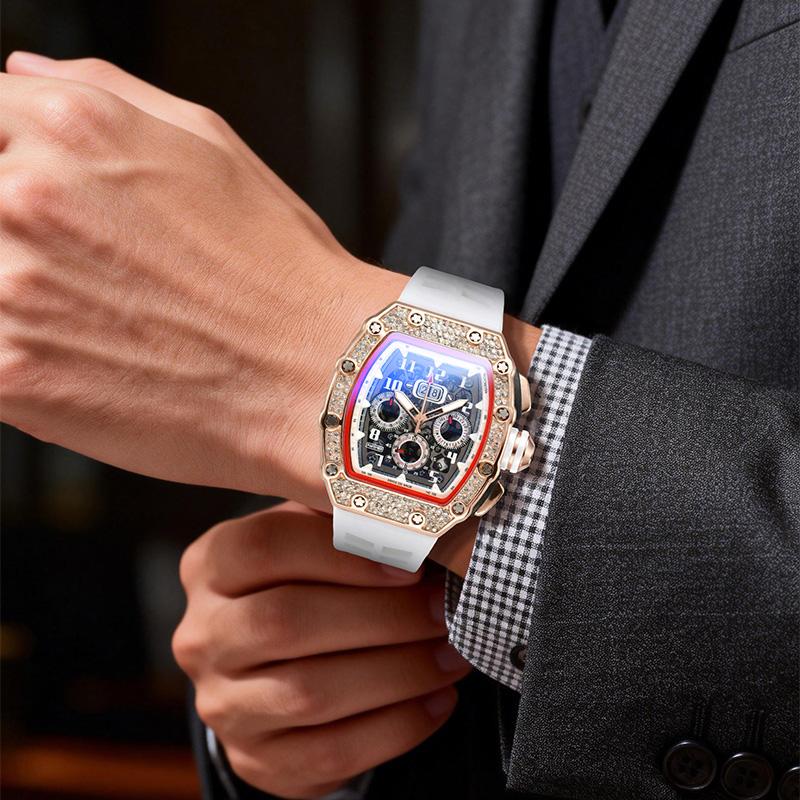 üì¢üì¢40% OFF !! ‚è∞ Luxury Men's Tonneau-Shaped Watch with Rhinestone Embellishment
