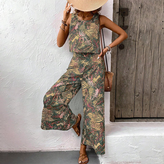 üì¢üì¢30% OFF !! ‚è∞ Women's Printed Sleeveless Top & Wide-Leg Pants Set ‚Äì Flowy & breathable ‚Äì Perfect for summer, beach or resort wear ‚Äì effortless chic üå∏