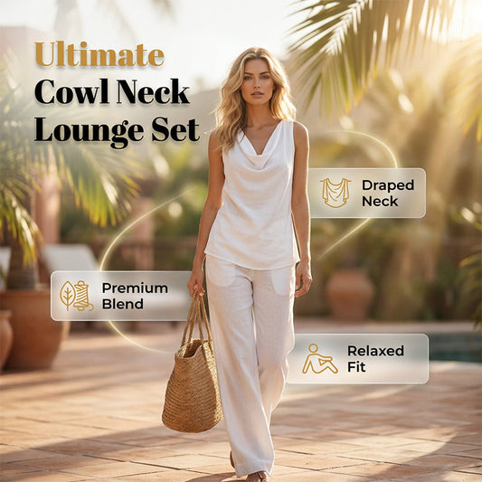 üåô Elegant Cowl Neck Lounge Set ‚Äì Soft knit & relaxed fit