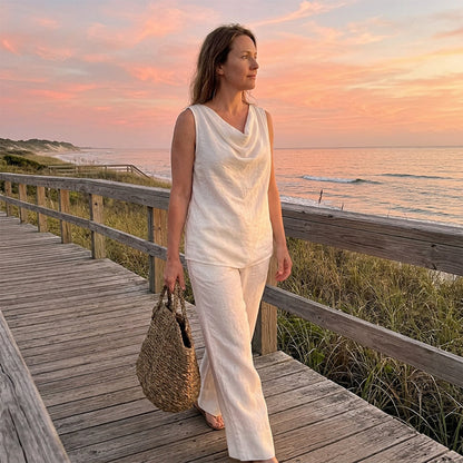 üåô Elegant Cowl Neck Lounge Set ‚Äì Soft knit & relaxed fit