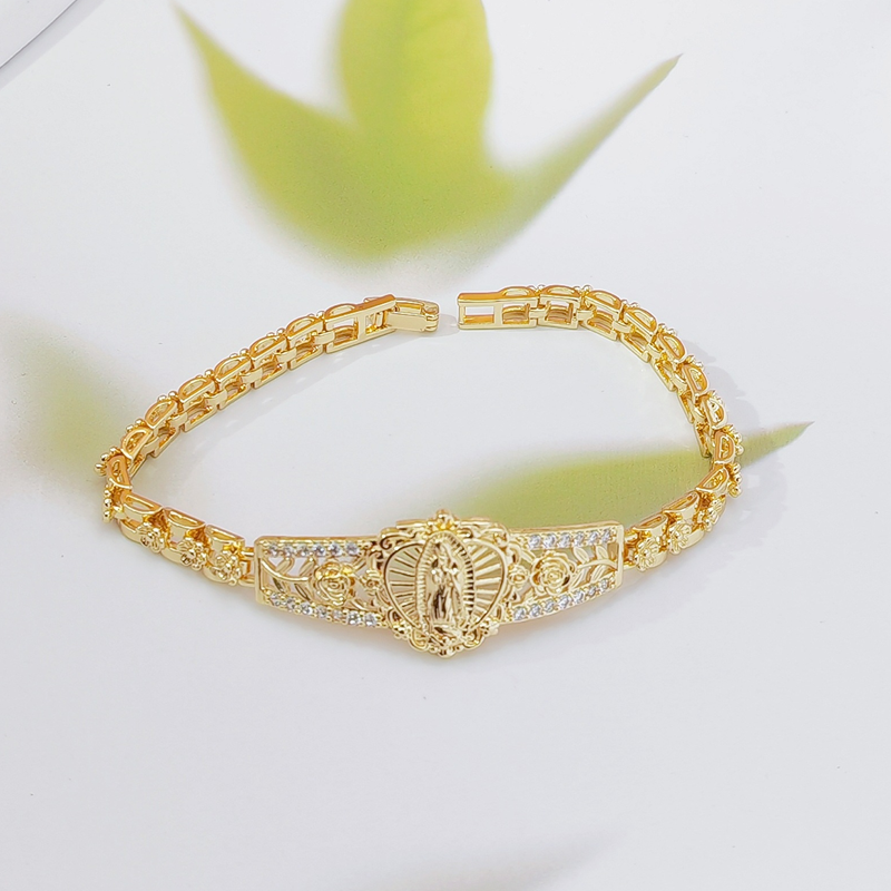 Elegant Hollow Flower Virgin Mary Bracelet ‚ú®
