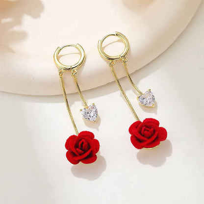 üì¢üì¢40% OFF !! ‚è∞French Vintage Red Rose Dangle Earrings