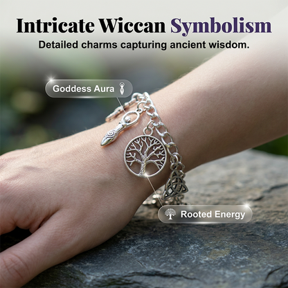 üìø LIMITED-TIME 30% OFF! ‚ú® Vintage Pagan Charm Bracelet ‚Äì Spiritual Symbols, Antique Silver, Bohemian Style üåô