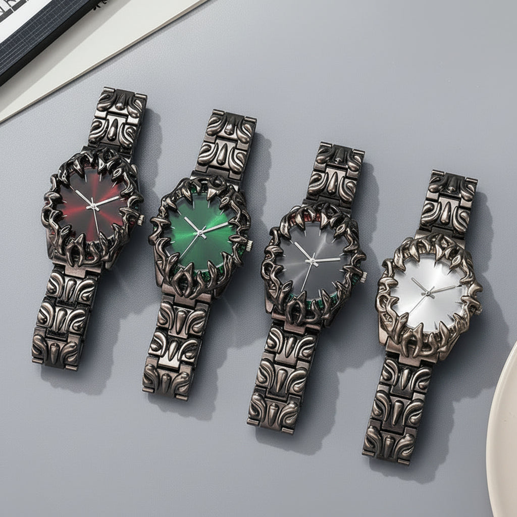 ‚åö Creative Claw-Shaped Quartz Watch ‚Äì Red Dial, Sculptural Bracelet, Statement Style üî•