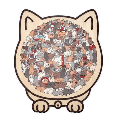 Adorable Cat-Shaped Wooden Jigsaw Puzzle üß©üê±