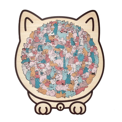 Adorable Cat-Shaped Wooden Jigsaw Puzzle üß©üê±