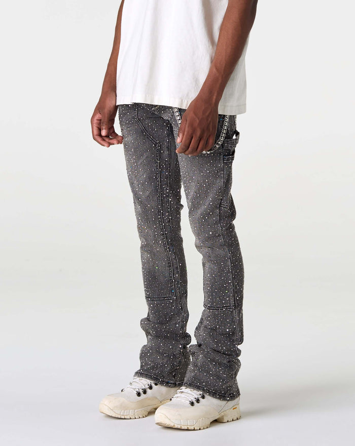 PRVT LBL Stacked Rhinestone Jean. Underground Apparel. Rule of Next Streetwear.