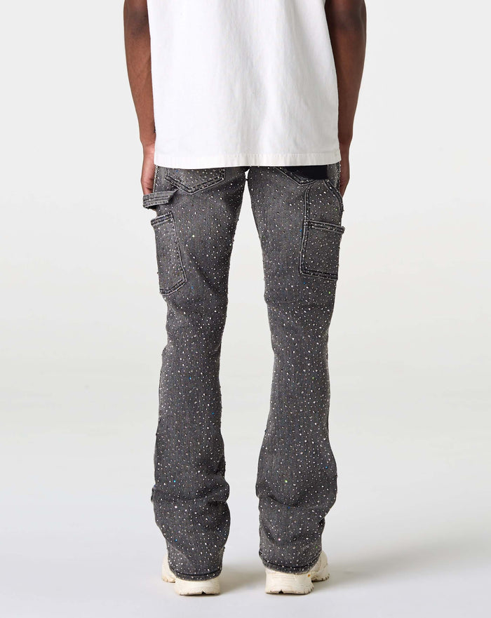 PRVT LBL Stacked Rhinestone Jean. Underground Apparel. Rule of Next Streetwear.
