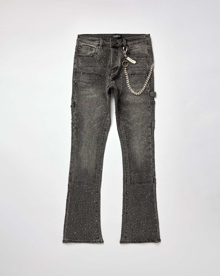PRVT LBL Stacked Rhinestone Jean. Underground Apparel. Rule of Next Streetwear.