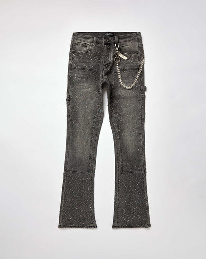 PRVT LBL Stacked Rhinestone Jean. Underground Apparel. Rule of Next Streetwear.