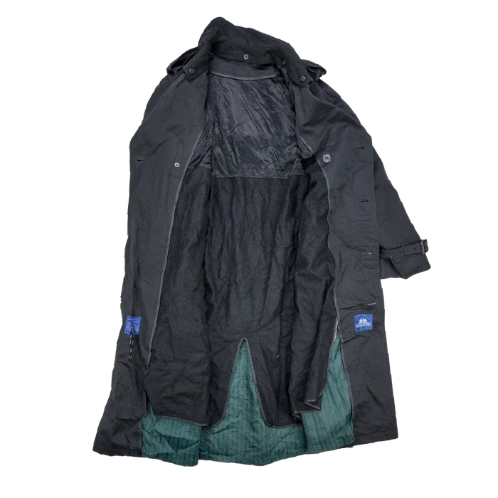 Stafford Black Double Breasted Trench Coat- 40L, Medium - Army & Outdoors - Great Coats