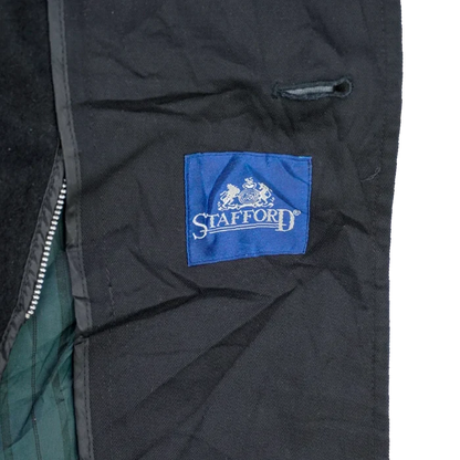 Stafford Black Double Breasted Trench Coat- 40L, Medium - Army & Outdoors - Great Coats