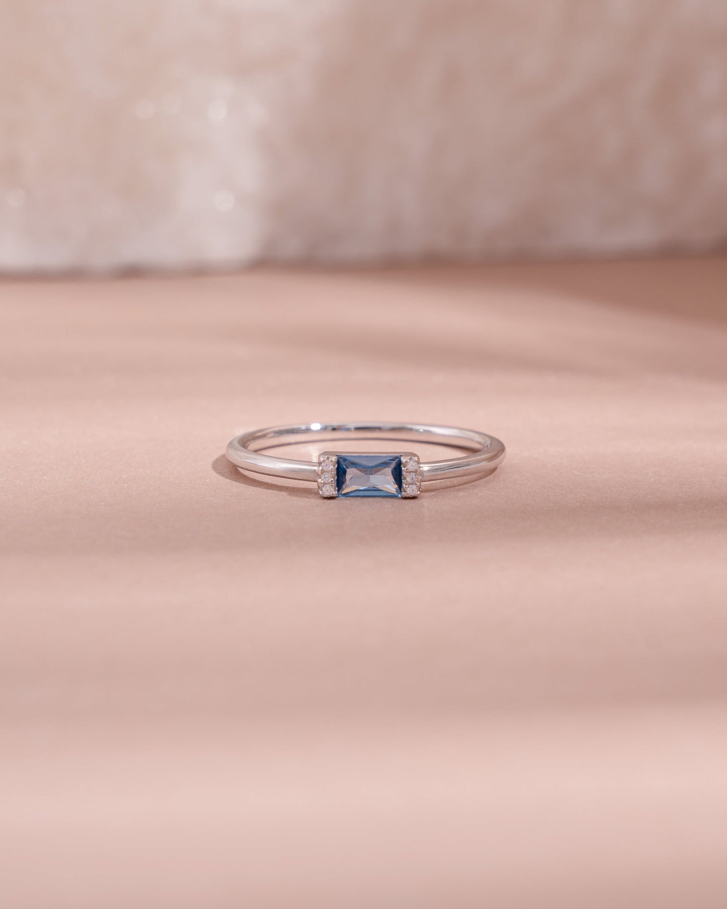Aquamarine Simple Baguette Ring